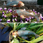VKEVOC Set of 2 Antique Koi Fish Statue, Outdoor Garden Sculpture for Patio, Backyard, Pond, and Home Decor