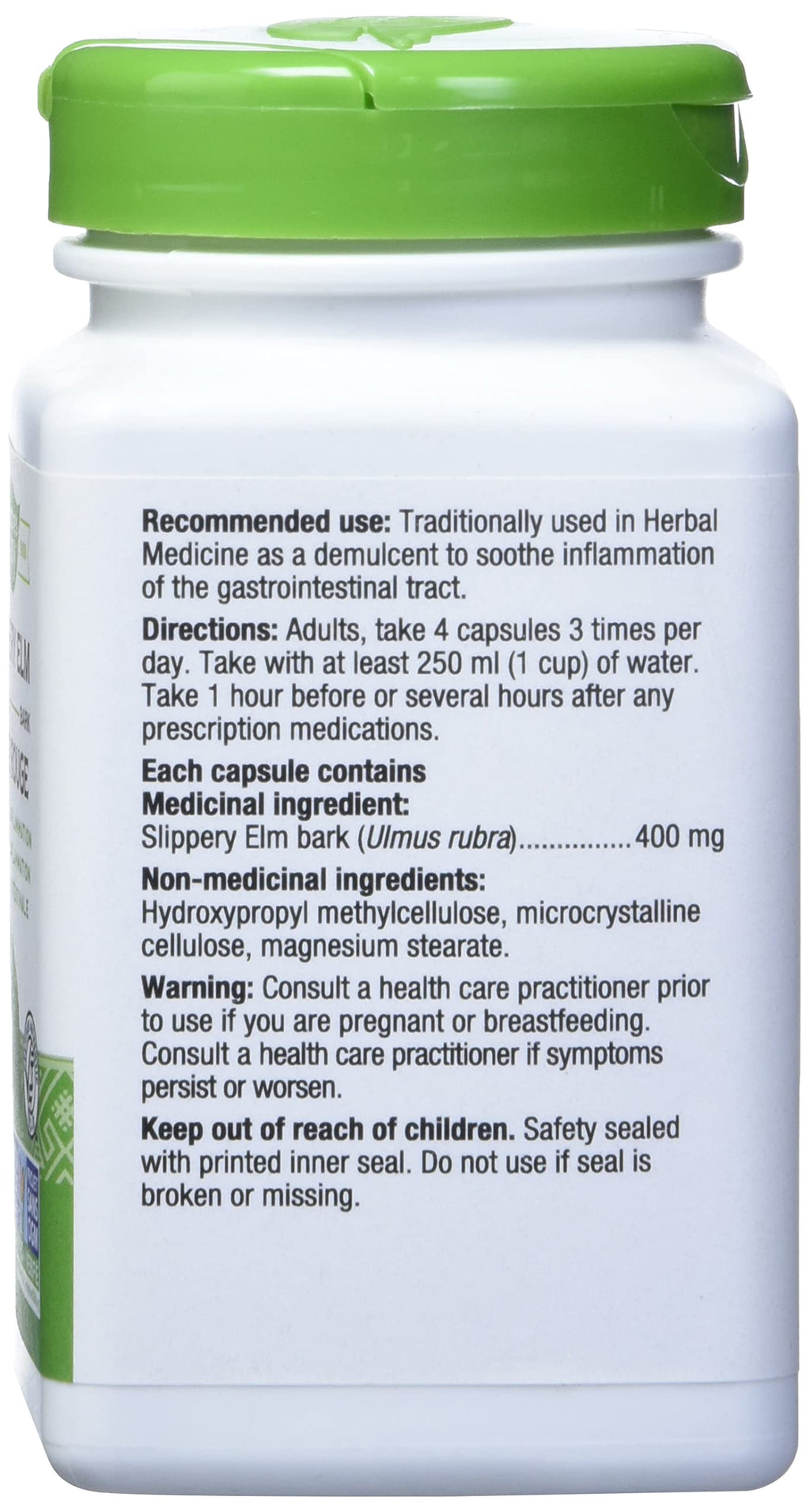 Nature's Way Slippery Elm Bark, 1,600 mg Per Serving, 100 Vegetarian Capsules, 2-Pack