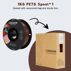 Comgrow PETG 3D Printer Filament 1.75mm, High Precision and Tough 3D Printer Filament 1kg (2.2LBS), Dimensional Accuracy +/- 0.02 mm, Fit Most 3D Printers Coffee