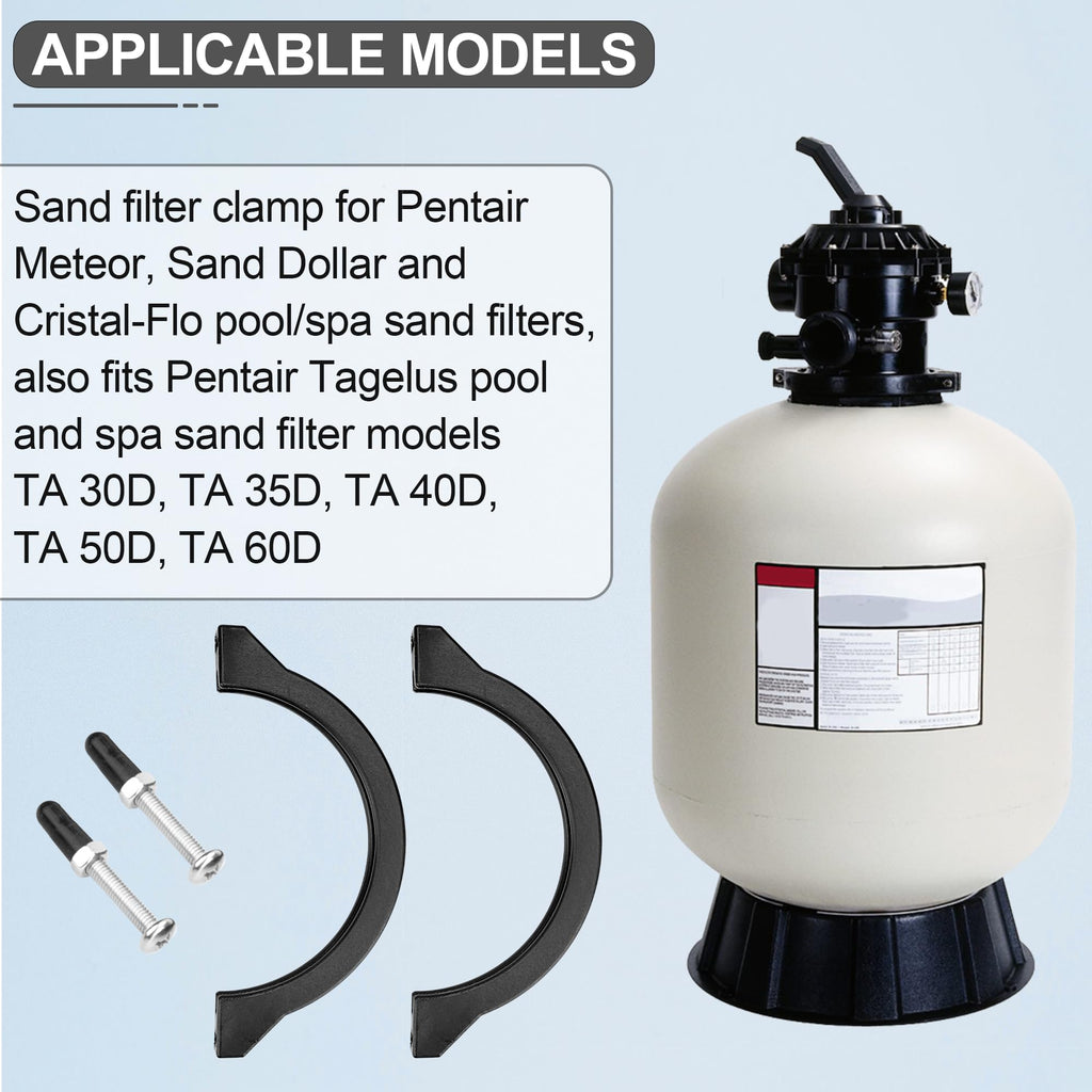 152165/1521656 Clamp for Pentair Sand Filter Pump, Compatible with Pentair Meteor, Sand Dollar and Cristal-Flo Above Ground Pool Sand Filters 6-1/2-Inch Clamp Collar Replacement (with Screw and Nut)