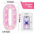 NANXU 12.6 Inch LED Pink Marquee Light Up Numbers, Sweet 70th Birthday Decorations Number Lights as Gifts for Women, Glitter Lighted Marquee Numbers for Pink Anniversary Party Table Decor, 70