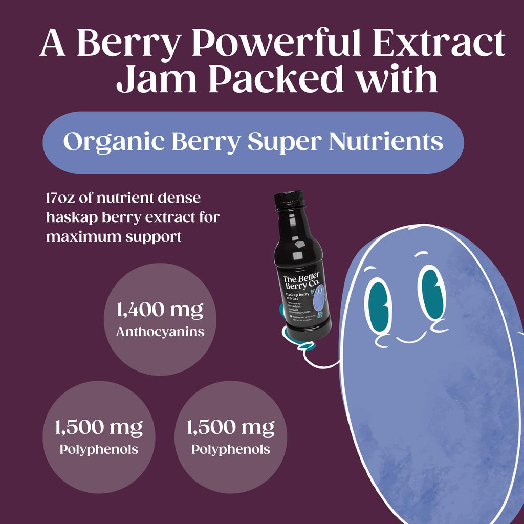 Got Inflammation? Get Haskap | 100% Pressed Haskap Berry Juice | Naturally Delicious | Nothing Added | Rich in Anthocyanins (red-purple color), Polyphenols & Bioflavonoids | Just 1–2 TBSP Daily | 17 fl oz Bottle | Refrigerate After Opening | The Inflammat