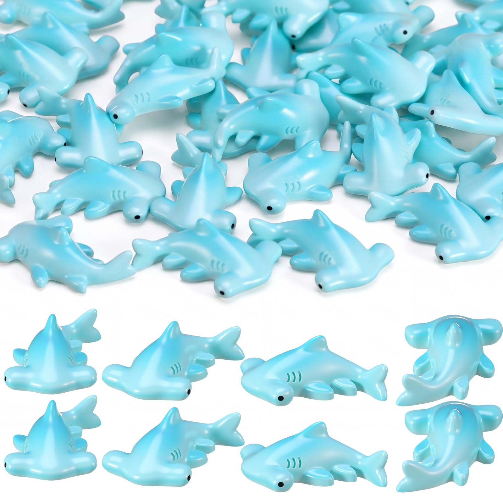 Geelin 50 Pcs Mini Resin Hammerhead Shark Figurines Tiny Resin Figurines Small Ornament Charms Figure Tiny Animals for Landscape Aquarium Garden Desktop Birthday Party