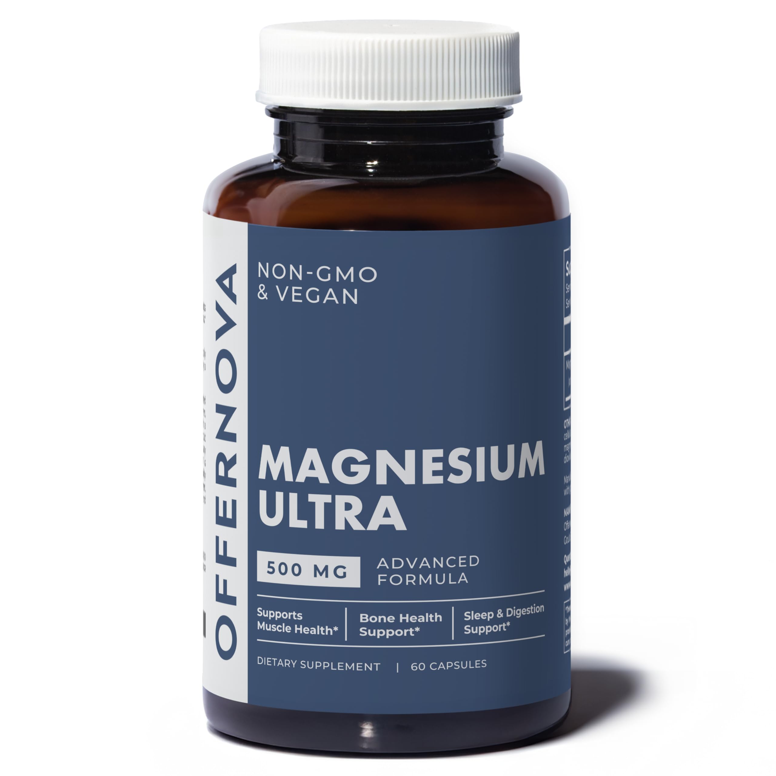 Offernova Magnesium Ultra - High Absorption 500mg Vegan Magnesium Citrate & Oxide Complex - Boost Sleep, Digestion & Muscle Health for Men & Women – Constipation Relief - Citrato de Magnesio