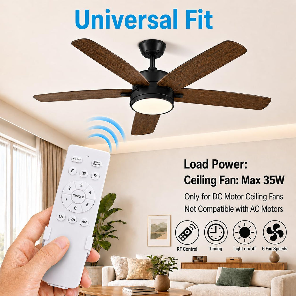 uaelua Universal Ceiling Fan Remote Control Kit Replacement, 6-Speed & Timing, Remote Replacement for 24V DC Ceiling Fan Light