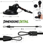 CONBOLA Suction Cups Hooks with 48-inch Adjustable Bungee Cords Set,Adjustable from 7" to 48",Car Camping Essentials Heavy Duty Tie Down Strong Power for RV Boat Window Glass Camping Trap.