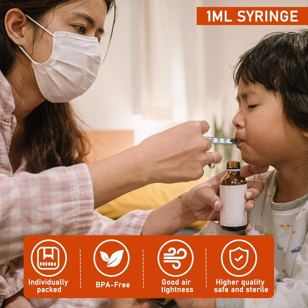 30Pcs 1ml Syringes with Cap Oral Dispenser Syringe