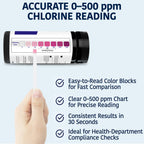 200 Chlorine Test Strips for Food Service 0-500 ppm (Value Pack) - Bleach Sanitizer Test Strips Food Service - Sanitizer Testing Strip - Chlorine Tester - Restaurant Supplies