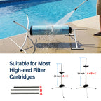 Ulinlo pouly 2-in-1 Pool Filter Cleaner Stand with Vertical & Horizontal Dual-Mode, Rotatable Cleaning Tool for 3", 4", 6" Cartridges