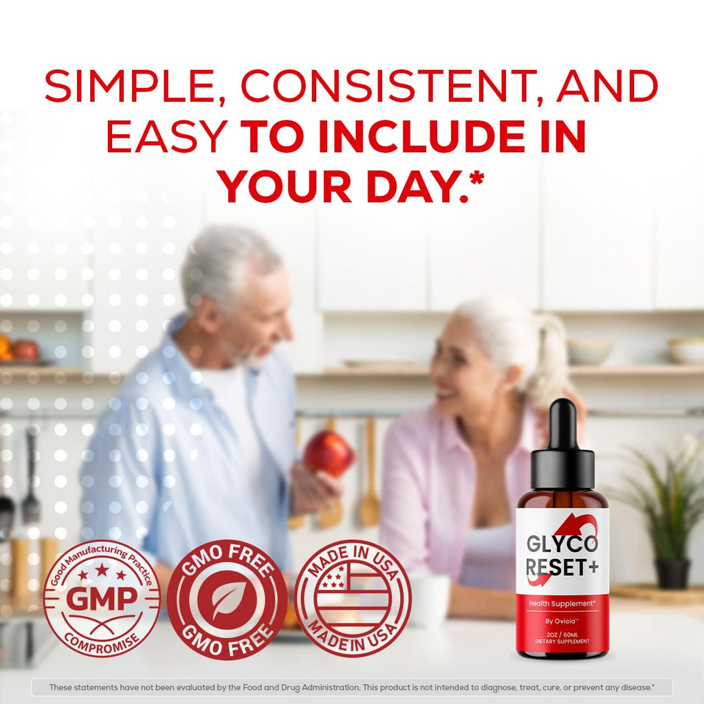 Glyco Reset Drops - Official GlycoReset Oral Liquid Drop Advanced Premium Formula Support Maximum Strength, Natural Ingredients Vitamins for Overall Health & Wellness, 1 Bottle for 1 Month