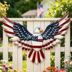 24" Large American Flag Bald Eagle Metal Wall Art, Patriotic Wall Decor