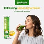 nutrazul Greens Effervescent Tablets - Daily Super Greens Supplement with 29 Superfoods - Antioxidant & Immune Support - Lemon Lime Flavor - Non-GMO - 30 Tablets
