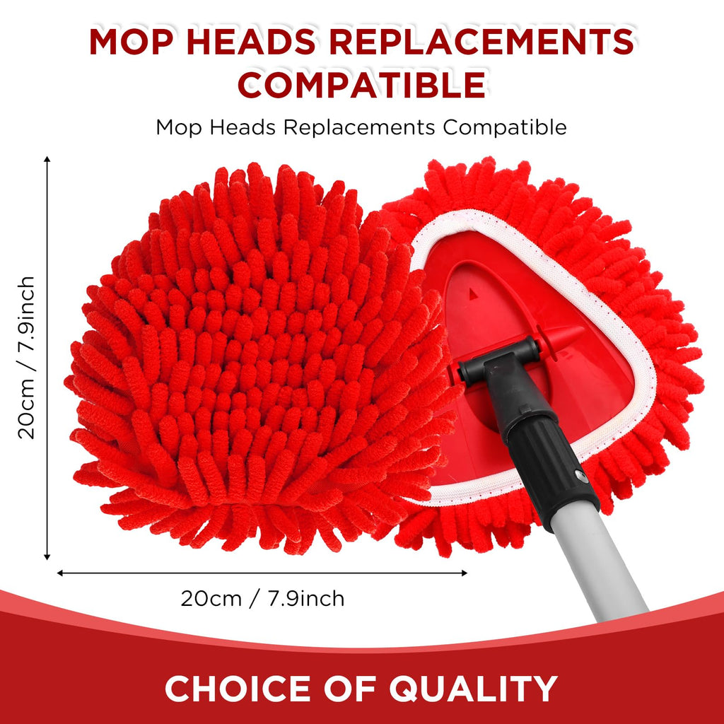 Baderke 6 Pack Chenille Mop Heads Replacements Compatible with 1 Tank System Chenille Duster Replacement Heads Microfiber Spin Mop Refill Pads Reusable Dust Refills for Floor Cleaning (Red)