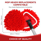 Baderke 6 Pack Chenille Mop Heads Replacements Compatible with 1 Tank System Chenille Duster Replacement Heads Microfiber Spin Mop Refill Pads Reusable Dust Refills for Floor Cleaning (Red)