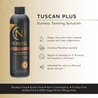 Norvell Tuscan Plus Spray Tan Solution 8 fl oz – Professional Sunless Tanning Formula with Caramel Brown & Rose Colors, Instant Natural Color, Long Lasting, Streak Free Results