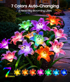 LETMY 8 Pack Solar Garden Lights, Solar Flower Lights with 6 Head Bigger Lily Lights, IP65 Waterproof Solar Lights Outdoor, Decorative Lights for Garden, Patio, Yard, Flower Bed