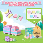 45PCS Magnetic Blocks - Toddler Girl Toys, Magnet Building Blocks, STEM Sensory Outdoor Autism Toys for 3-5 Year Old Boys & Girls, Magnetic Cubes Classroom Must Haves for Kids Ages 3+