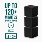 KENZ Coconut Charcoal Cubes 25 mm — 100% Natural, Low Ash, 72 pcs