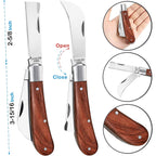 MIDOUWEST Garden Grafting knife,Stainless Steel Double Blades Rosewood Handle Pruning Knife,3 Grafting Tape Buddy Tape for Fruit Trees,Gardening Grafting Tool