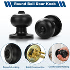 Estmoon 6 Pack Door Knobs, Matte Black Privacy Door Knob with Lock, Keyless Door Handle with Lock for Bedrooms/Bathrooms