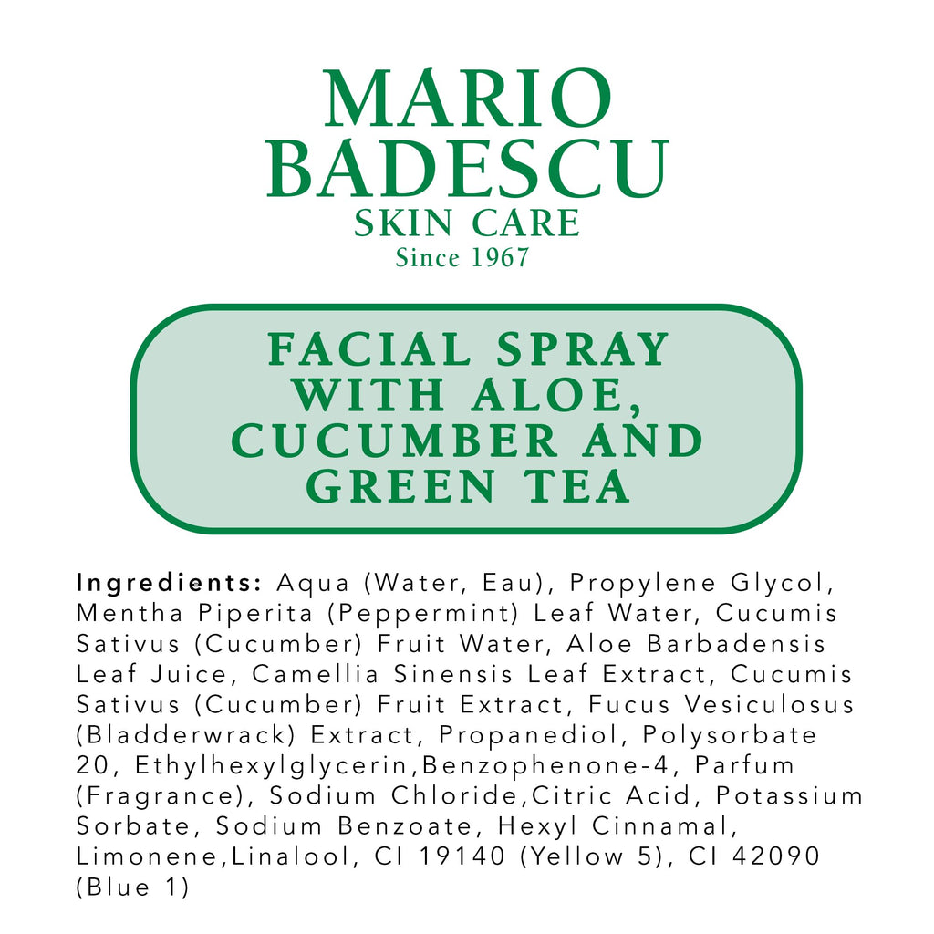Mario Badescu Facial Spray with Aloe, Cucumber and Green Tea for All Skin Types | Face Mist that Hydrates & Invigorates | 8 FL OZ & 4 FL OZ Combo