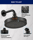 GURIN Shower Head - Powerful High Pressure Rain Shower Head 6 Inch - Luxury Rainfall Showerhead with Adjustable Angles, 90 Anti-Clog Nozzles, Tool-Free 1-Min Install, Premium Oil Rubbed Bronze Finish
