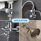 G-Promise Solid Metal Shower Arm Diverter for Hand Held Showerhead and Fixed Spray Head, G 1/2 3-Way Bathroom Universal Diverter System Replacement Part (Matte Black)