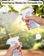 TERESRY 2 Pack 360° 10oz Spray Bottles with Adjustable Spray Nozzles Clear