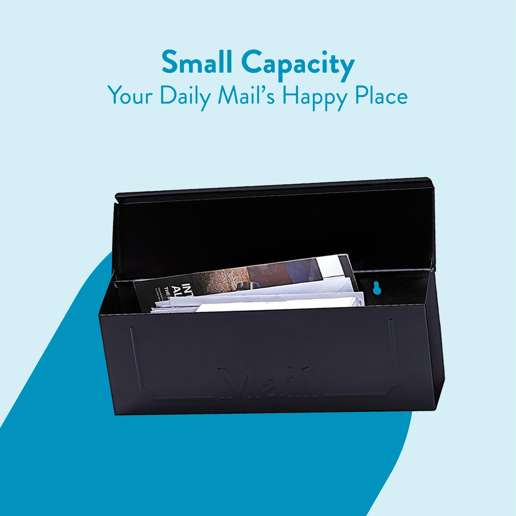 ARCHITECTURAL MAILBOXES Townhouse Galvanized Steel, Wall-Mount Mailbox, Black Small