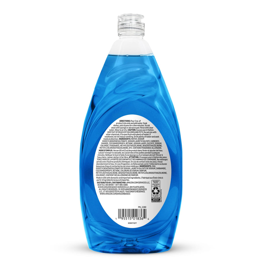Amazon Basics Dish Soap, Fresh Scent, 30 fl oz, Pack of 4, Packaging May Vary