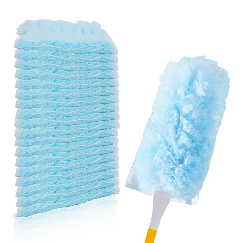 50PCS 360° Duster Refill for Swiffer Duster, Heavy Duty Refills Disposable Microfiber Duster Feather Duster Kit with1 Short Handle and 1 Extenda Handle