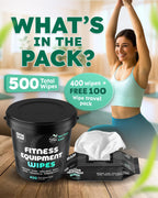 Yoga Mat Cleaner Wipes, Plant Based - 500 Gym Equipment Wipes to Clean Exercise Equipment, Treadmill, Peloton Bikes - Gym Supplies, Yoga Supplier, Cleaning Wipes for Home & Gym - Spa Fresh Scent