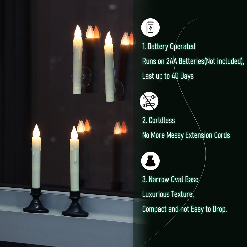 yunsheng 8.6" LED Window Candles Dusk to Dawn Light Sensor, 6PCS, Ivory
