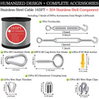GZFTMKOBNS 165FT Steel Cable Kit | M5 Turnbuckle & 1/8" Stainless Steel Wire Rope
