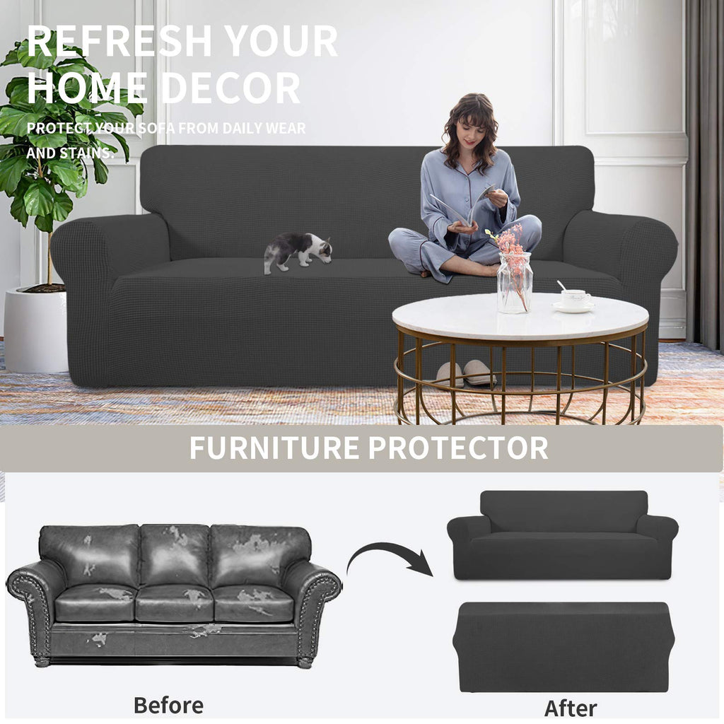 Easy-Going Stretch Couch Covers for Sofa Washable Large Dark Gray