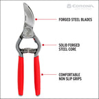 Corona Tools Forged Steel ClassicCUT Bypass Hand Pruner – 1-Inch Cut Capacity Garden Pruning Shears for Stems & Branches, Heavy-Duty Bypass Pruners for Tree, Shrub & Plant Trimming