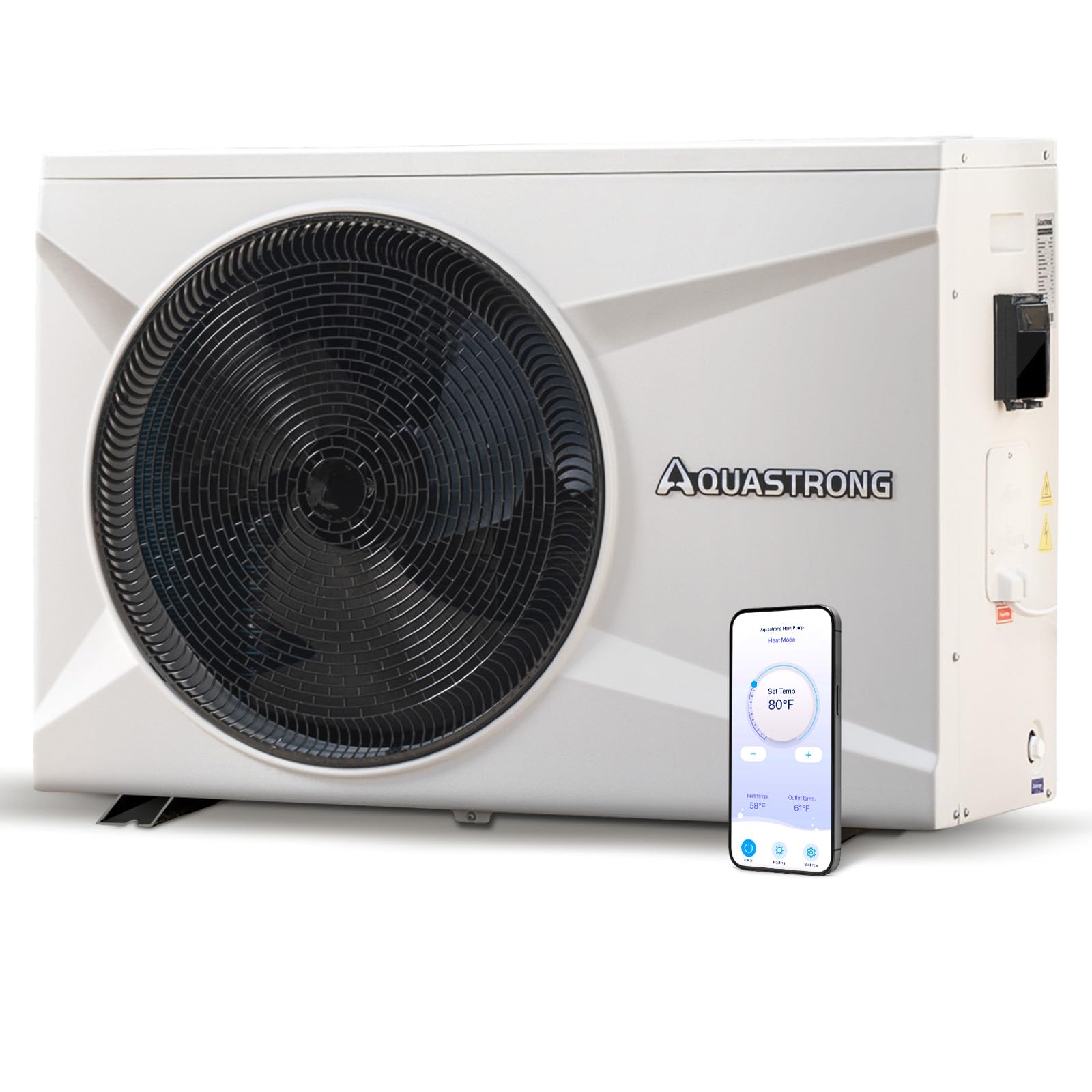 AQUASTRONG Inverter Swimming Pool Heat Pump,Pool Heater for Above Ground and Inground Pool Heating Smart WiFi Control and Cooling Pool Heater Pools Up to, 9000 Gallons
