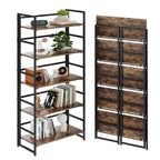 BHG Vintage Multifunctional Folding Bookshelf, No-Assembly Plant Stand Storage Rack Shelves for Home Office (Fire, 5-Tier)