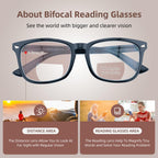 FEIVSN 3 Pack Bifocal Reading Glasses for Women Men Bi-focal Readers PC Frame Fixed Hinge Dual Focal Clear Top Eyewear, +1.75