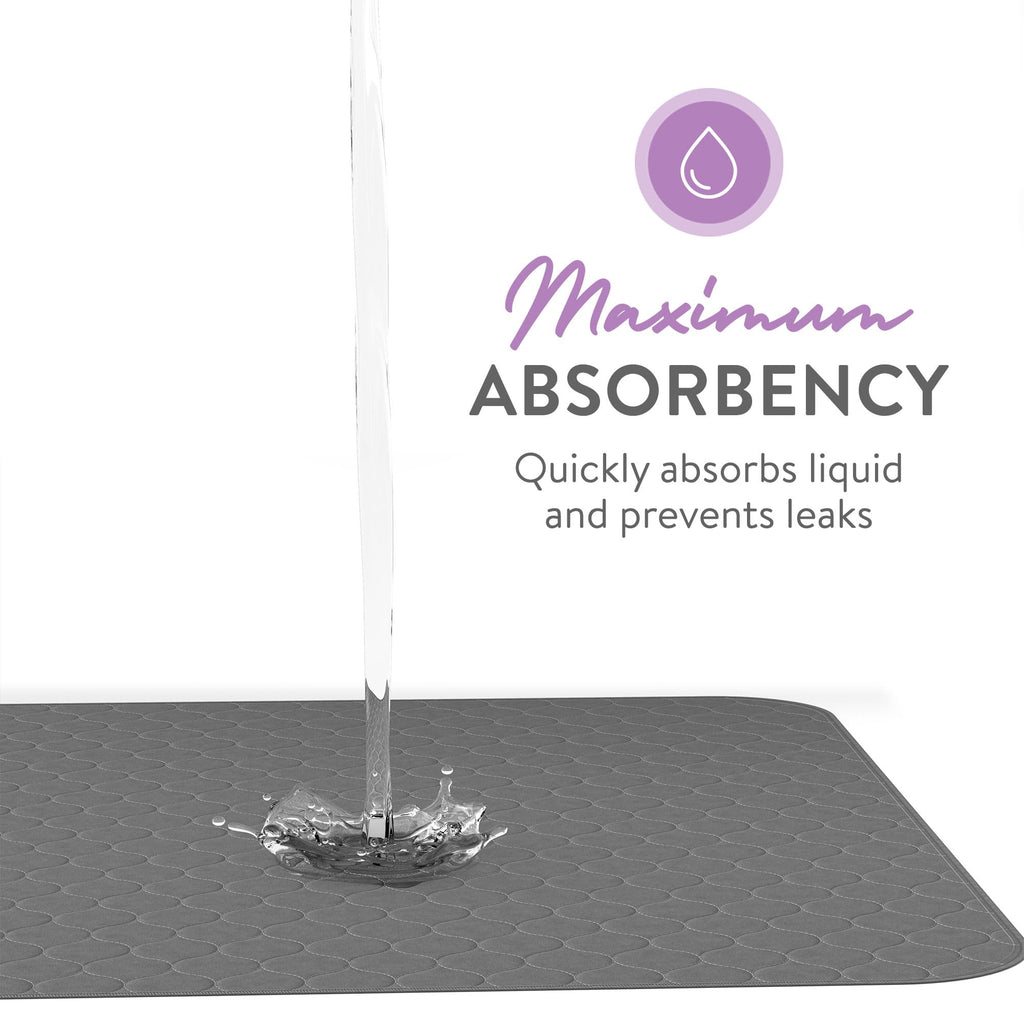 Inspire Underpads | Stain Hiding Gray Reusable Incontinence Bed Pads | Waterproof Mattress Pad | for Adults Babies and Dogs (34 X 36 - 4 Pack)