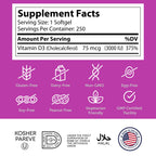 Zahler Vitamin D3 3000IU, Vitamin D3 Supplement 3,000 IU, Certified Kosher (250 Softgels)