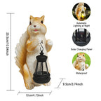 Solar Garden Statues Squirrel Decor - Resin Outdoor/Indoor Squirrel Sculpture Garden with Lights Statue Decoration for Patio Home Yard Lawn, Unique Garden Figurine with Lights Gift for Mom Grandma