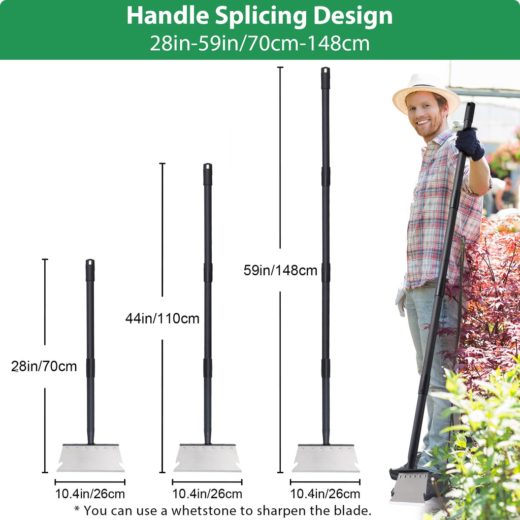 Pragmatist Garden Shovel, Ice Scraper, Multifunctional Cleaning Shovel with 59" Adjustable Handle Heavy Duty Garden Tool for Lawn Edging, Scraping, Weed and Ice Removal