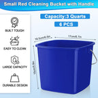 Zhehao 6 Pcs 3 Quart Bucket for Cleaning Small Sanitizer Bucket for Restaurant Square Plastic Pail with Handles for Home, Offices, Commercial Use, Food Service(Dark Blue)