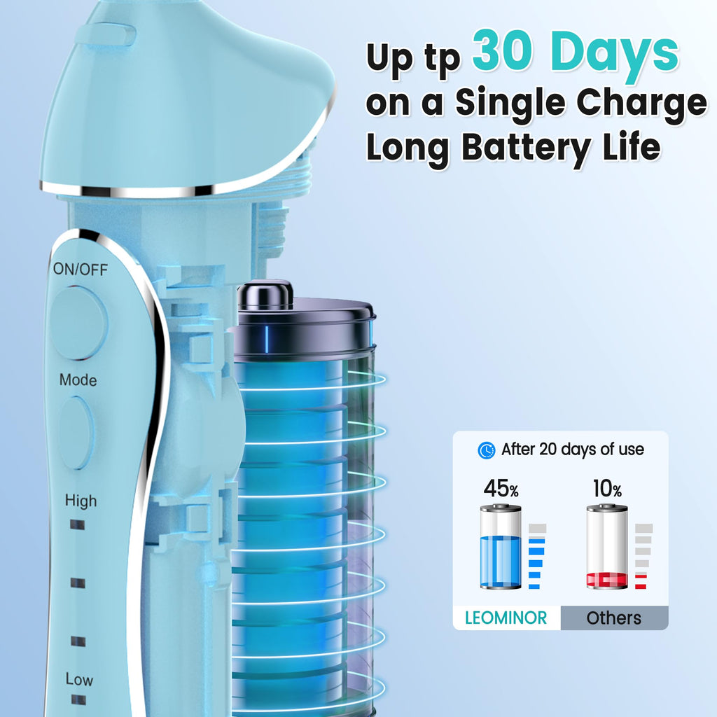 Leominor Water Dental Flosser Pick for Teeth, 300ML Portable Oral Irrigator Upgraded Tank Removable,IPX7 Waterproof, Rechargeable Travel Teeth Cleaner, Professional Electric Flossing Machine