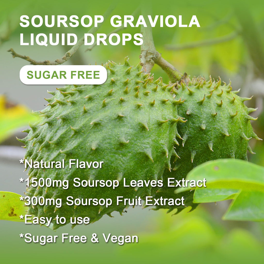(2 Pack) Soursop Graviola Liquid Drops - 1800mg Soursop Extract - High Absorption Sour sop Bitters Liquid for Cell Support & Regeneration, Immune Support, Antioxidant, Relaxation, Sugar Free - 1 Fl Oz
