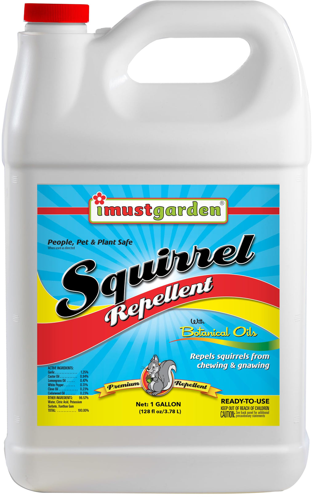 I Must Garden Squirrel Repellent: Protects Vehicles, Plants, Decking, & Furniture – Works on Chipmunks – 1 Gallon Ready to Use Refill