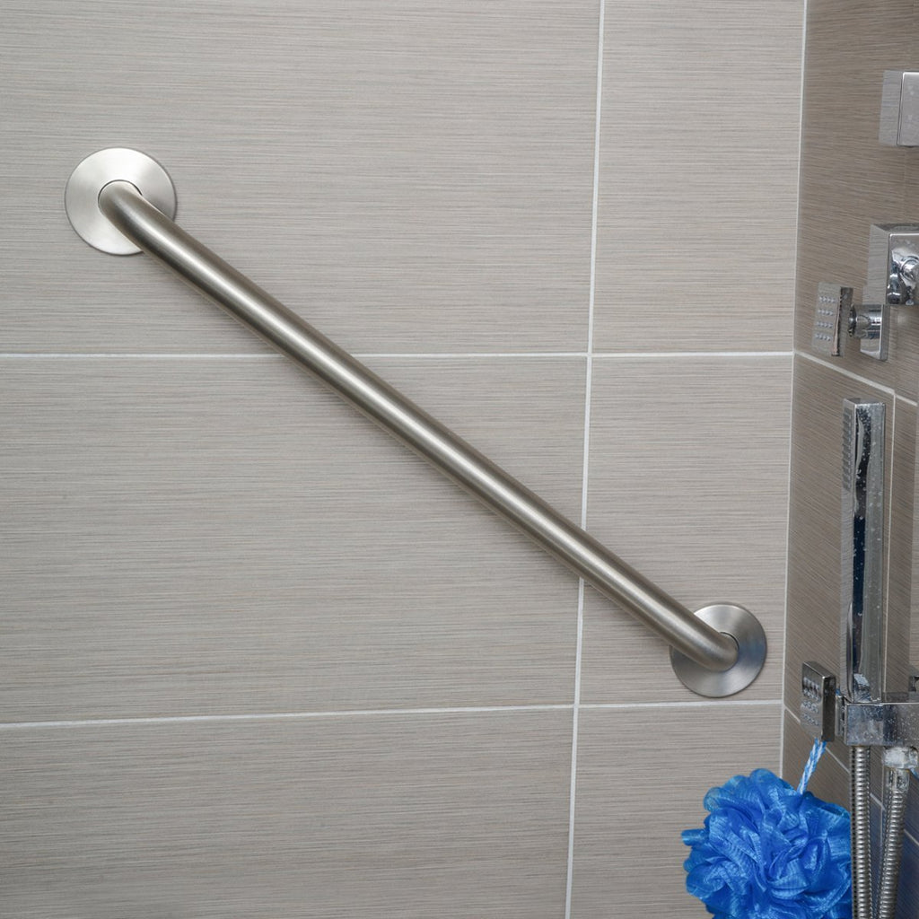 Amazon Basics Bathroom Handicap Safety Grab Bar, 16 Inch Length, 1.25 Inch Diameter, Holds up to 500LBs, ADA Compliant, Stainless Steel