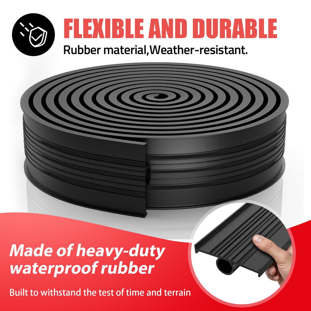 Jin&Bao 5/16" T-End Garage Door Seal Bottom Rubber Weather Stripping with 2 End Plugs, Weatherproof Seal Replacement Strip Dust & Pest Proof Threshold Buffering Garage Door Sweep (10FT, Black)