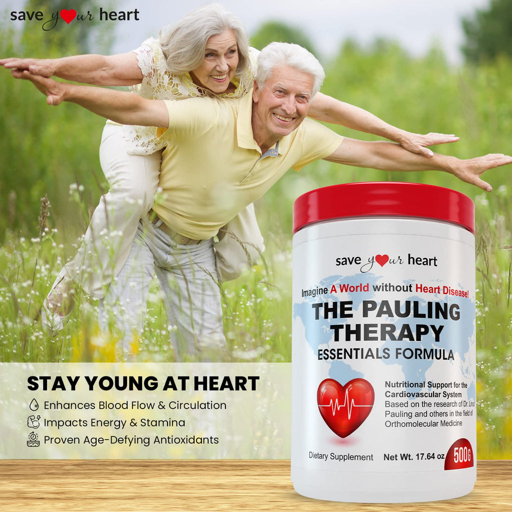 SAVE YOUR HEART Cardio Heart Health Powder Supplement - The Pauling Therapy Essentials Formula (PTEF) Healthy Vitamin C, B-12, L-Lysine, L-Arginine, Magnesium, Zinc + Vitamins, Minerals & Antioxidants